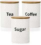 Peohud 3 Pack Ceramic Kitchen Canister Set, 29oz Airtight Food Storage Jars with Bamboo Lids, Tea...