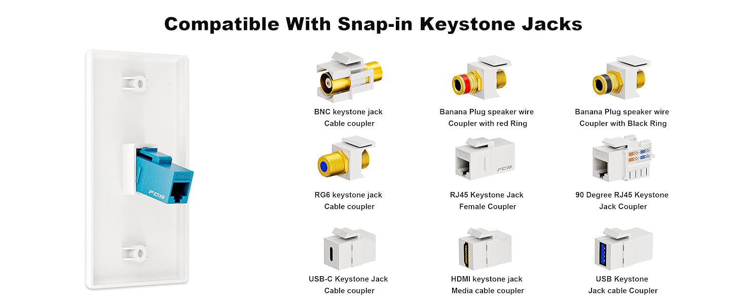 Compatible With Snap-in Keystone Jacks