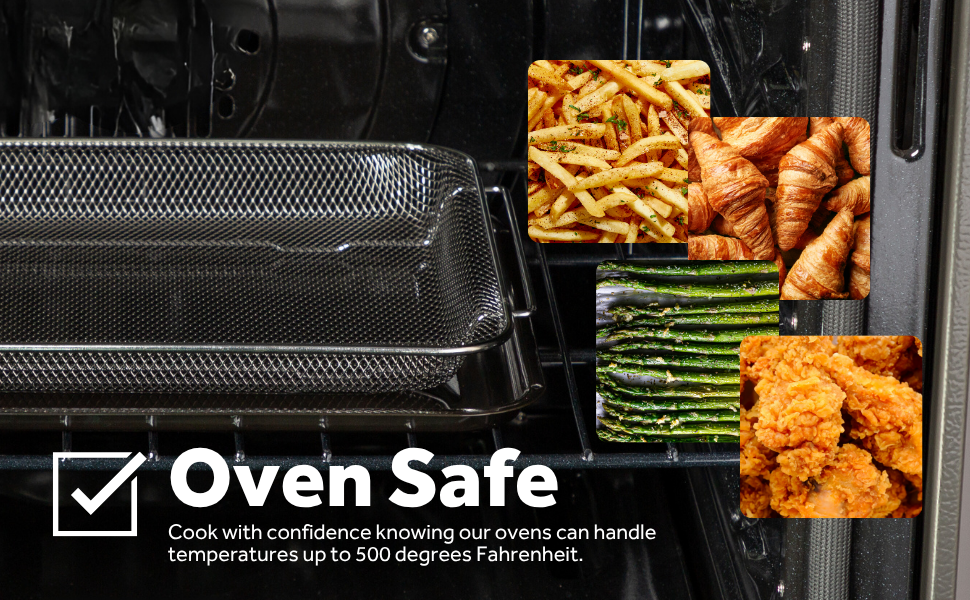 GE Appliances Air Fryer Basket and Tray Set Oven, 15x12 Inch, Oven Safe to 500°F, Dishwasher Safe