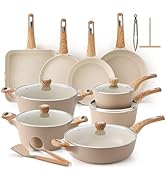 SENSARTE Ceramic Cookware Sets, Pots and Pans Set Non stick, Non toxic Healthy Induction Cookware...