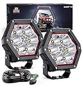 Nilight 4 Inch Hexagon LED Pod Lights with DRL 30W 2600LM 10°Super Spot Light 16AWG Wiring Harnes...