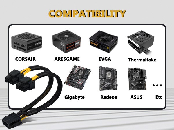 CPU 8 Pin to 8(4+4)Pin Splitter Cable