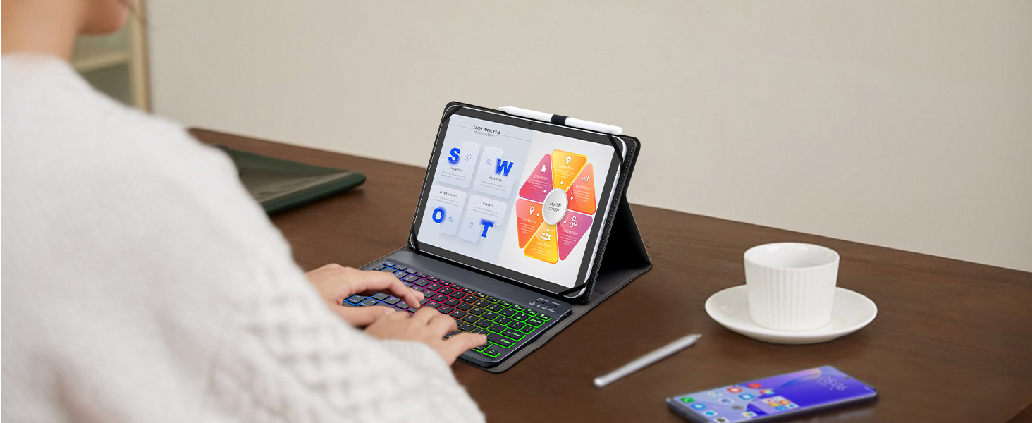 Universal Tablet Backlit Keyboard Case Black - 25