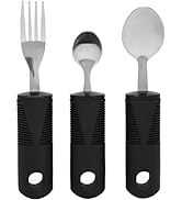 YUYTE Special Supplies Adaptive Utensils 3 Piece Set Non Weighted, Non Slip Handles for Hand Trem...