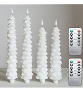 MUMCHASI 4 Pcs Flameless Candles with Remote, Christmas Tree Candles, Battery Operated Candlestic...