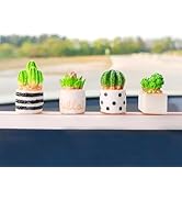 Cute Succulent Plant Car Ornaments for Dashboard, Flower Pots Rear View Mirror Accessories Car Ce...