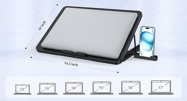 Our laptop cooling pad suitable almost all 12”- 17.3”notebook