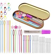 48Pcs Plastic Large Eye Sewing Needles Set,15PCS Large-Eye Blunt Needles,Yarn Needles, Large Eye ...