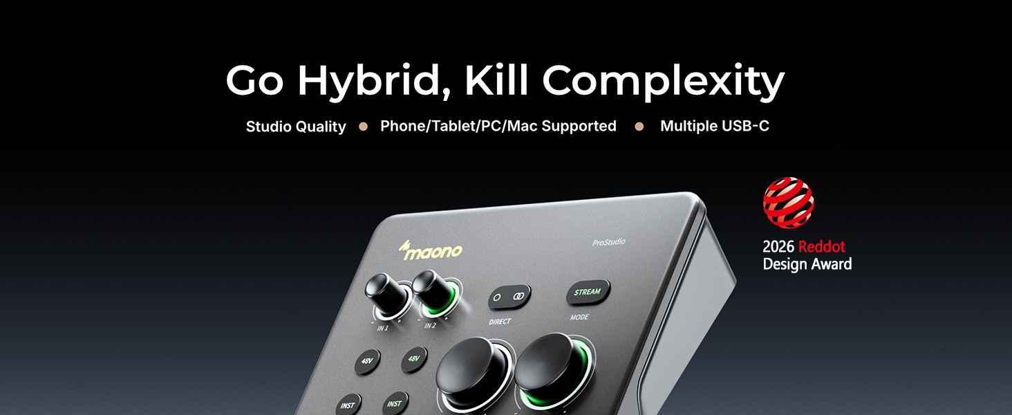 Maono P2 hybrid audio interface 2026 Reddot Design Award multi USB-C cross platform support (2)