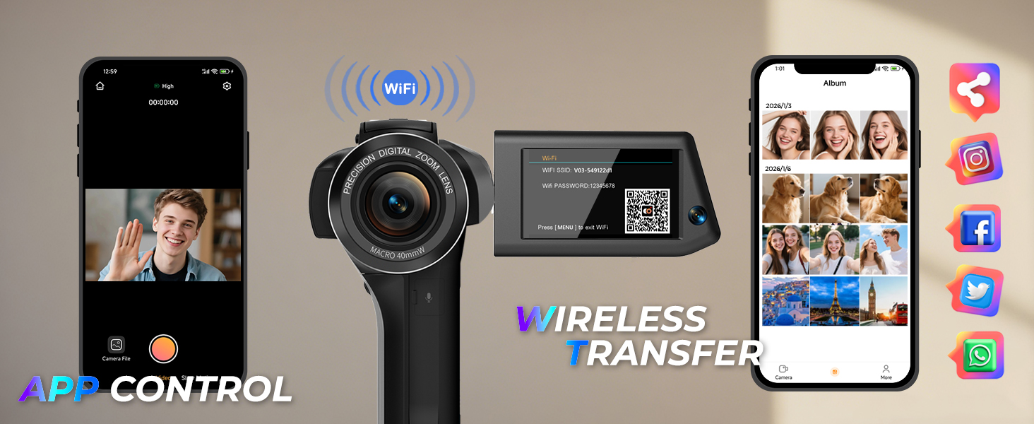 5k vlogging camera wireless control camcorder with wifi 8k