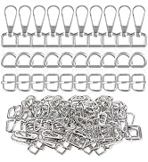 30 Pcs Metal Swivel Lobster Clasp Hooks,D Rings Purse Hardware for Bag Making,Purse Strap Hardwar...