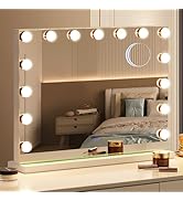 Amifiy Hollywood Vanity Mirror with Lights, 23"x18" Lighted Makeup Mirror with 10x Magnification ...