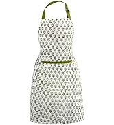 CPC Cotton Floral Kitchen Apron for women with Pocket and Adjustable Neck Ties. Apron for Women M...