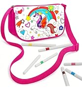 HAPMARS Coloring Bag - Color Your Own Unicorn Crossbody Bag Craft Kits with 12 Markers, Adjustabl...
