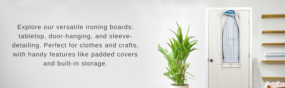 tabletop, over the door, and sleeve specific ironing boards