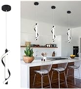 CANEOE Black Led Pendant Light Fixtures,4000K Modern Pendant Lights Kitchen Island, Adjustable He...