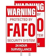 Anobell 2 Pack FAFO Security Sign,Reflective Aluminum Protected By FAFO Metal Signs with Stake,12...