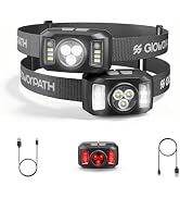Upgraded Headlamp Rechargeable, Ultra Bright Headlight Flashlight with White Red Light, Motion Se...