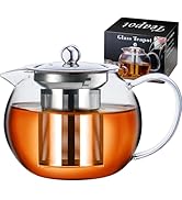 PARACITY Glass Teapot Stovetop 22 OZ/650ml, Tea pot with Removable 18/8 Stainless Steel Infuser, ...