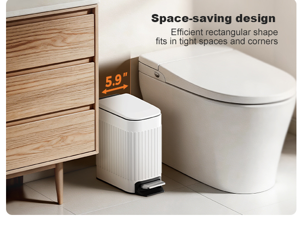 TrashAid small white bathroom trash can