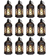 Reperla 12-Pack Mini Lanterns, Small Candle Lanterns Decorative, Black Tea Light Lantern, Ramadan...