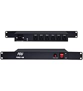ThePoEstore 6 Outlet Horizontal 1U PDU Rack Mount Power Strips - Surge Protection,AC 100-240V, 10...
