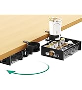 Desk Cup Holder with Drawer Organizer, Anti-Spill Clip-On Table Cup Hook with 360° Rotation Hidde...