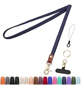 YANTHKEY Stretchy Long Thin Braided Lanyard for ID Badges &amp; Keys, with Phone Tether Tab &amp; Key Rin...
