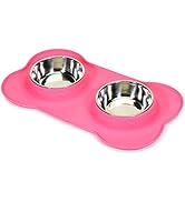 AsFrost Dog Food Bowls Stainless Steel Pet Bowls &amp; Dog Water Bowls with No-Spill and Non-Skid, Fe...