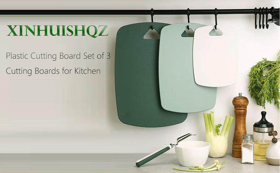Plastic Cutting Board Set of 3, Cutting Boards for Kitchen