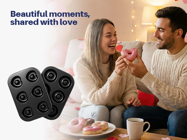 16-Piece Nonstick Baking Kit with Heart &amp;amp; Donut Pans - Includes Rack &amp;amp; Stackable Carbon Steel Pans