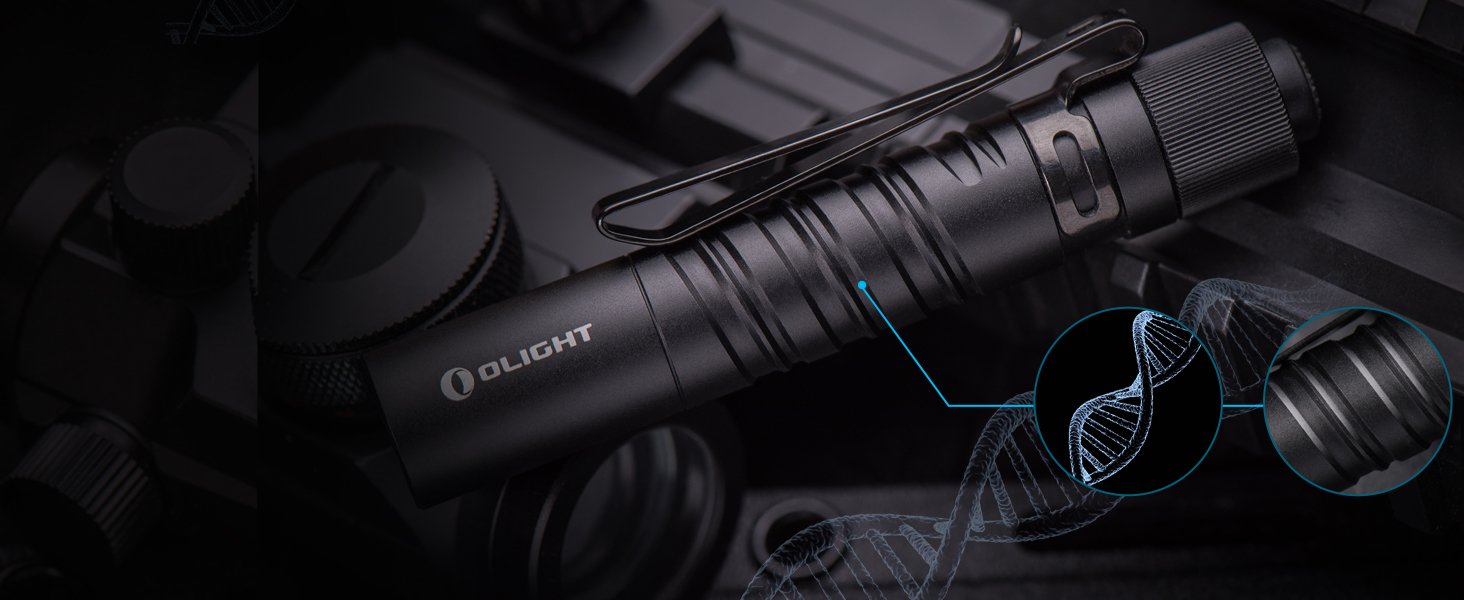 Double helix body knurling for unique style and solid grip.