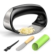 Vantic Garlic Press Rocker - Stainless Steel Garlic Crusher, Mincer and Chopper with Peeler &amp; Scr...