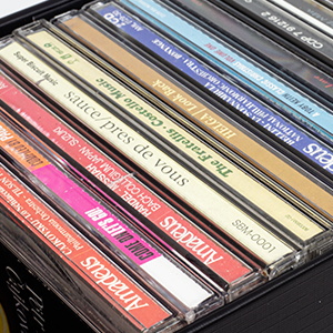 STORE CDS WITH THE TITLES SHOWING