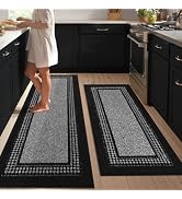 Kitchen Rugs Set,Non Slip Kitchen Mats for Floor-Thick Stain Resistant Kitchen Floor Mat Runner C...