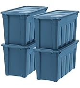 IRIS USA 31 Gallon Sustainable Heavy Duty Totes for Storage with Easy-Grip Handles, 4 Pack - Mad...