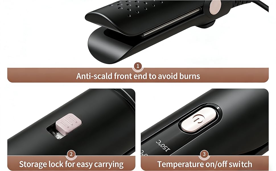 mini hair straightener, wand curling iron, hair crimper for women