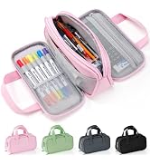 Zannaki Large Pencil Case, Big Capacity Pencil Pouch Pen Bag with 3 Compartment, Portable Canvas ...
