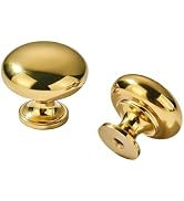 khtumeware Unlacquered Brass Classic Knobs Cabinet 5 Pack 1-1/4 inch Diameter Round Knobs for Kit...
