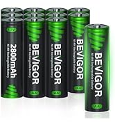 BEVIGOR AA Rechargeable Batteries 1500 Cycle,2800 mAh High Capacity 1.2V NiMH Low Self Discharge ...