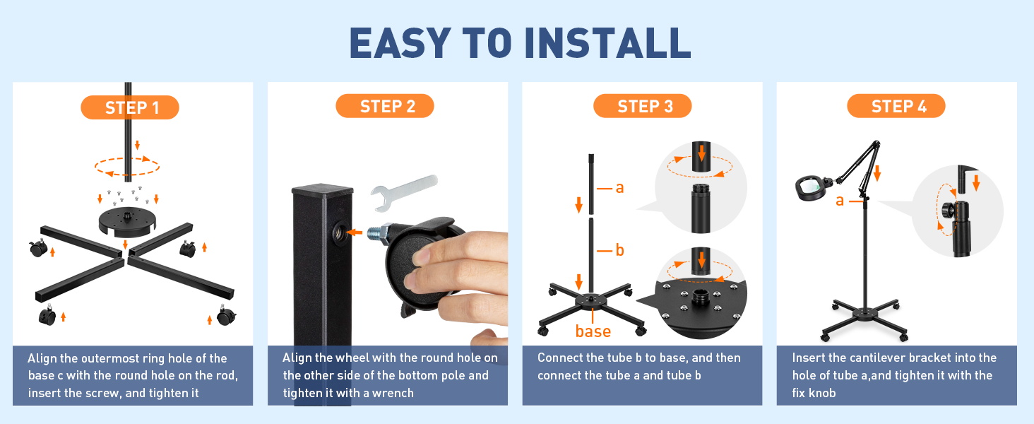 standing magnifying glass with light Workbench lamp large magnifying glass Easy to install