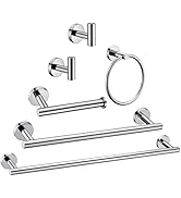 6 Pieces Polished Chrome Bathroom Hardware Accessories Set Hand Towel Ring 18&amp;23.6 inch Round Tow...