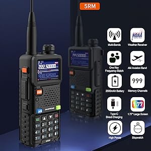 BAOFENG 5RM 10W Ham Radio Multi-Band Two Way Radio NOAA Weather Receiver Handheld Walkie Talkies