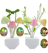 ZEZHOU 2 Pack Led Sensor Night Light Plug-in Wall Lamps Color Changing Mushroom Night Light for K...