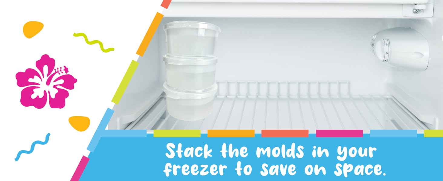 Save freezer space by stacking the ice mold cups
