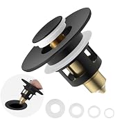 Hygie Rinse Universal 2 in 1 Bathroom Sink Stopper, All Metal Pop Up Sink Strainer with Anti-Clog...