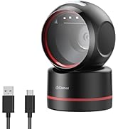 T27H Omnidirectional Auto-Sensing Desktop USB Barcode Scanner, Hands-Free Adjustable Angle 1D/2D ...