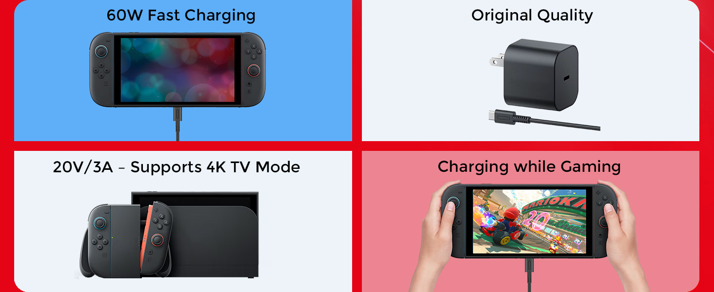 60W Fast Charger for Switch 2