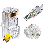 Dingsun RJ45 Connectors RJ45 Ends Transparent and Penetrable Connectors UTP 8P8C Network Plug Gol...