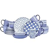 Selamica 30-Pieces Ceramic Dinnerware Sets for 6, Scratch Resistant Plates and Bowls Sets, Microw...